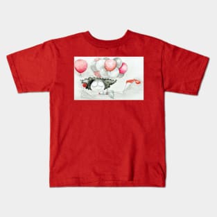 Balloons Girl Drawing Kids T-Shirt